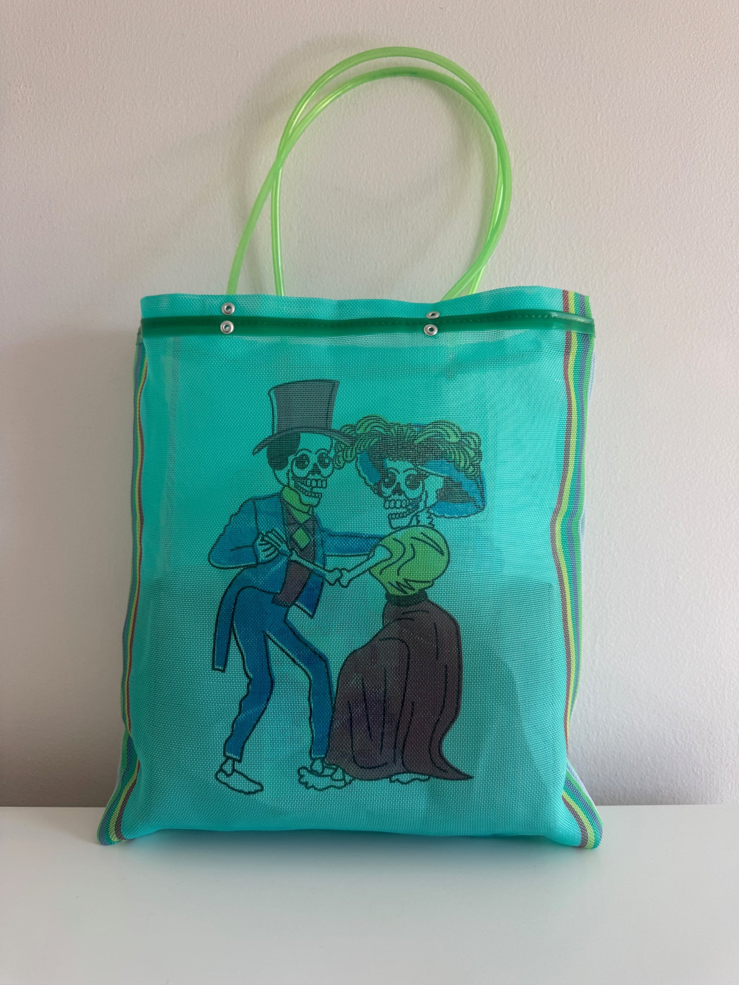 Bolsa Malla Calavera Celeste