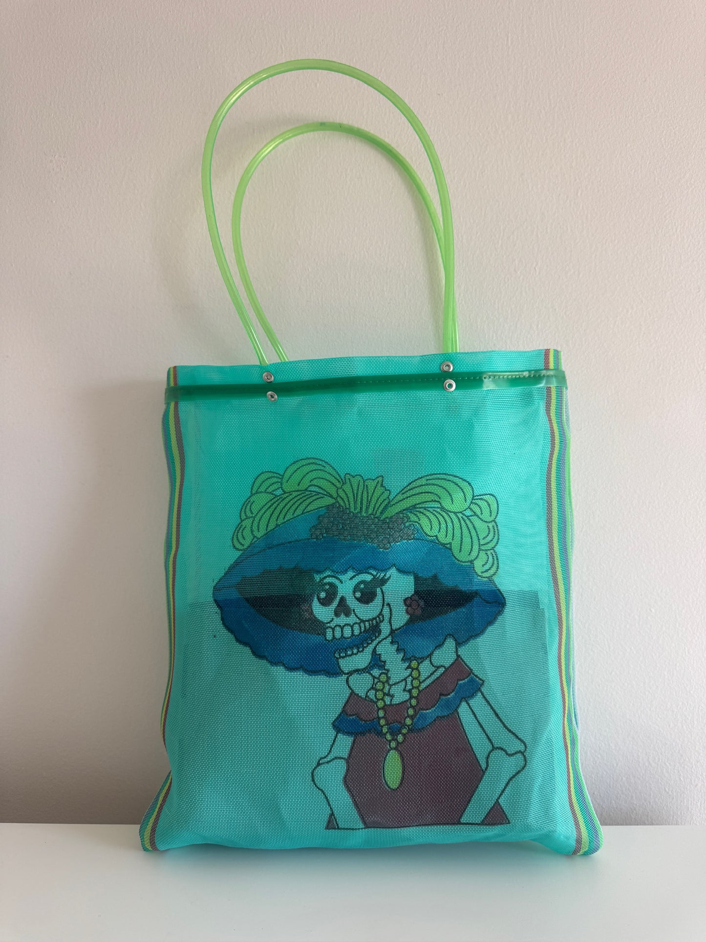 Bolsa Malla Calavera Celeste