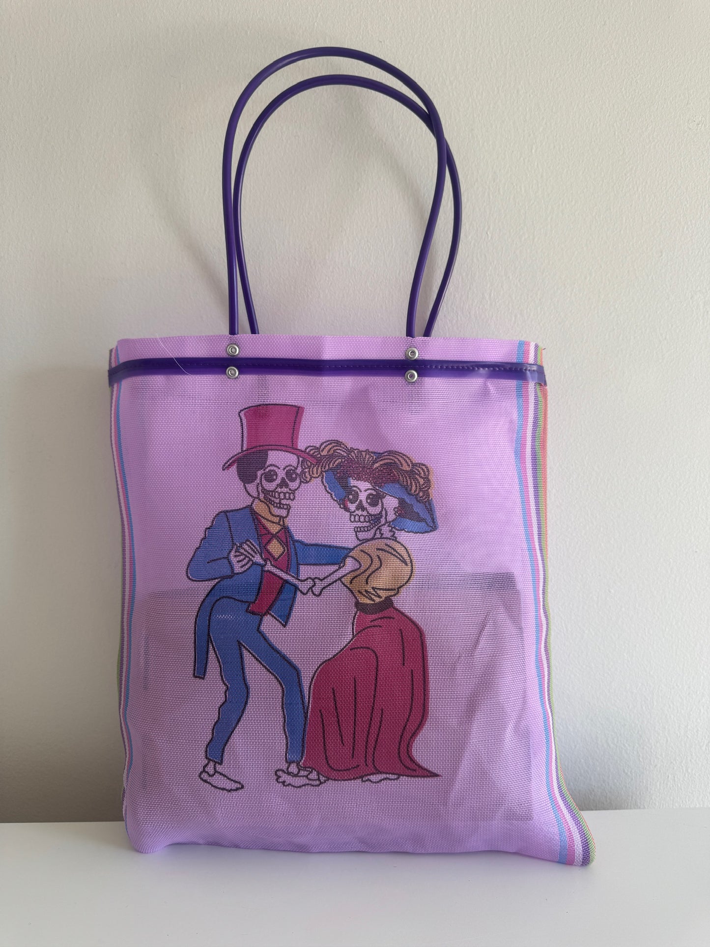 Bolsa Malla Calavera Morada
